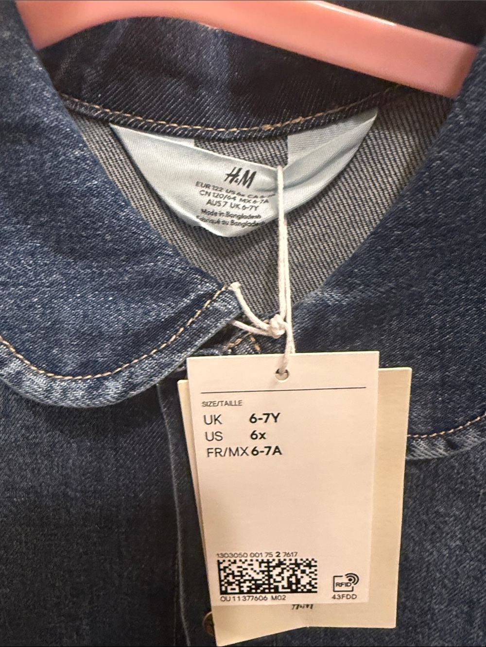 H&M Dark Blue Denim Jacket with Rounded Collar - Picture 3 of 5